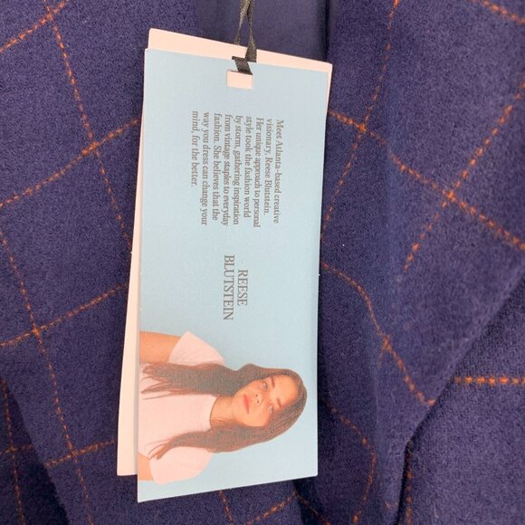 Future Collective Reese Blutstein Blazer Blue Check Plaid Button NWT - Picture 7 of 11